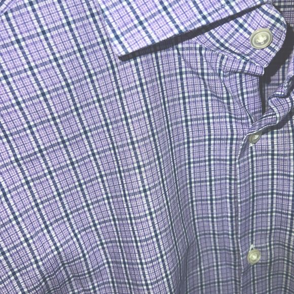 Boss‎ Hugo Boss Man’s Sharp Fit Purple Plaid Print Long Sleeve Shirt 15.5 32/33 - Picture 3 of 6